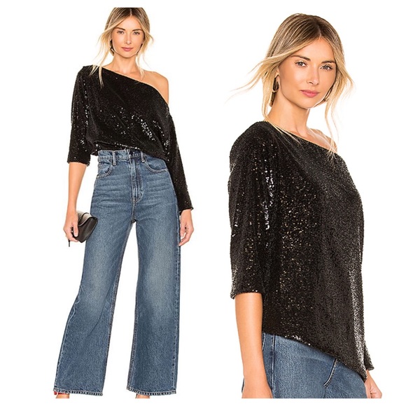 A.L.C. Tops - A.L.C NWT Sequin Zoey Top Black Sz 2